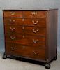 18THC. 2 OVER 4 DRAWER CHEST, BALL & CLAW FEET
