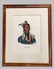 19THC. HAND COLORED CHIPPEWAY CHIEF PRINT