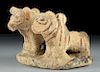 Rare Indus Valley Pottery Sculpture - Twin Bulls w/ TL