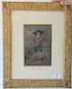 German watercolor of man with hat in lederhosen. 
5 1/2" x 8 1/4" 
***If this lot is not picked up on Sat. 9/22, Sun. 9/23, or Tues ...