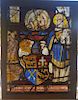 Renaissance Era Stained Glass  Heraldic Crest and Saints