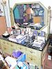 Marble top vanity and mirror, paint decorated, attributed Ogden Codman along with side chair. 
***If this lot is not picked up on Sa...
