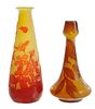Two Emile Gallé Glass Cabinet Vases