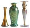 Two Art Glass Vases and Candlestick,