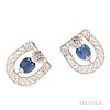 Pair of Sapphire and Diamond Clip Brooches
