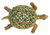 Emerald and Gold Turtle Brooch