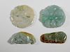 4PC Chinese Carved Jade Foliate Fish Plaque Group