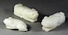 3PC Chinese White Jade Frog Foo Dog Beast Figures