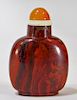 Chinese Red Blood Agate Hardstone Snuff Bottle