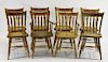 8 C.1800 New England Yellow Painted Country Chairs