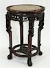 19C Chinese Carved Hardwood Rose Marble Table