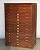 C.1900 Pine Tall 18 Drawer Map Print Paper Cabinet