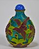 Chinese Carved Peking Glass Birds Snuff Bottle