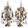 Pair Brass and Rock Crystal Four-