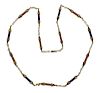 14K Gold Lapis Tiger&#39;s Eye Stone Station Necklace