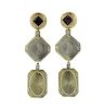 14K Gold Diamond Garnet Dangle Earrings