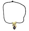 Modernist 18K Gold Diamond Tanzanite Pendant Necklace
