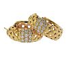 Tiffany &amp; Co 18K Gold Diamond Braided Hoop Earrings