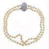 18K Gold Diamond Pearl Two Strand Necklace