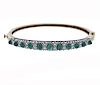 14K Gold Diamond Emerald Bangle Bracelet