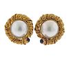 Tiffany &amp; Co 18K Gold Pearl Sapphire Earrings