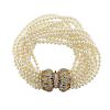1960s Chic 18K Gold Diamond Pearl Multi Strand Bracelet