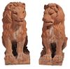 Pair Terra Cotta Seated Lions