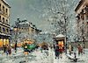 Antoine Blanchard, (French, 1910-1988), Boulevard des Capucines en l'hiver