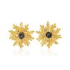 Buccellati Tri-Color Gold Thistle Earclips