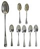 Eight English Silver Hanoverian Spoons