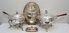 4 PC VINTAGE SILVER PLATE CHAFING DISH +