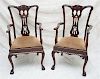 2  MAHOGANY CHIPPENDALE ARM CHAIRS
