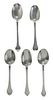 Five Trefid English Silver Spoons