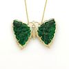 Diamond Jade Butterfly 18k Gold Pendant Necklace