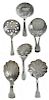 Six English Silver Tea Caddy Spoons