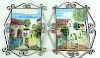 Two European Hand Painted Village Scene Plaques