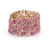 151 Carats Pink Sapphire Diamond 18k Gold Bracelet