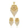A 22K Gold Earrings and Pendant Set