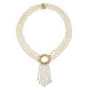 A 14K Gold Pearl Tassel Necklace