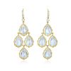 A Pair of 18K Gold Moonstone and Diamond Earrings