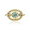 Antique Gold Turquoise and Pearl Pin