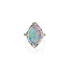 A Silver and 14K Gold Lightning Ridge Opal Ring