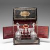 Napoleon III Boulle Tantalus with Etched Glass Decanters and Glasses
