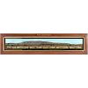 Reverse Glass Panorama Rock Island Railroad Advertisement with Mother-of-Pearl Inlay