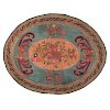 Oval Hooked Rug with Floral Motif