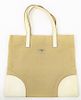 Prada Milano Camel / Cream Canvas Leather Tote Bag