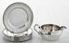 Eight Sterling Plates and Sterling Creamer
