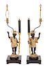 * A Pair of Blackamoor Figural Lamps Height 24 1/2 inches.