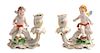 A Pair of German Porcelain Figural Candlesticks Height 6 inches.