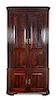* An English Mahogany Corner Cabinet Height 90 x width 50 x depth 20 inches.